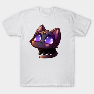 Black cat with purple eyes pleading T-Shirt